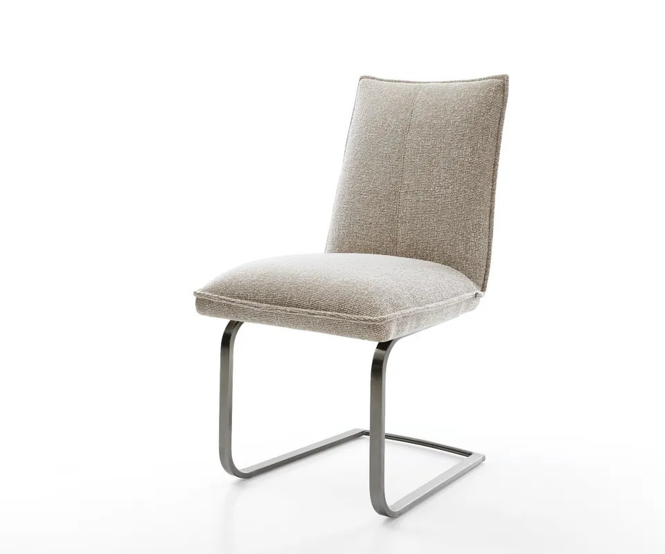 Must-Have Freischwinger Lelio-Flex Webstoff Soft Beige Freischwinger flach Graphit Taschenfederkern