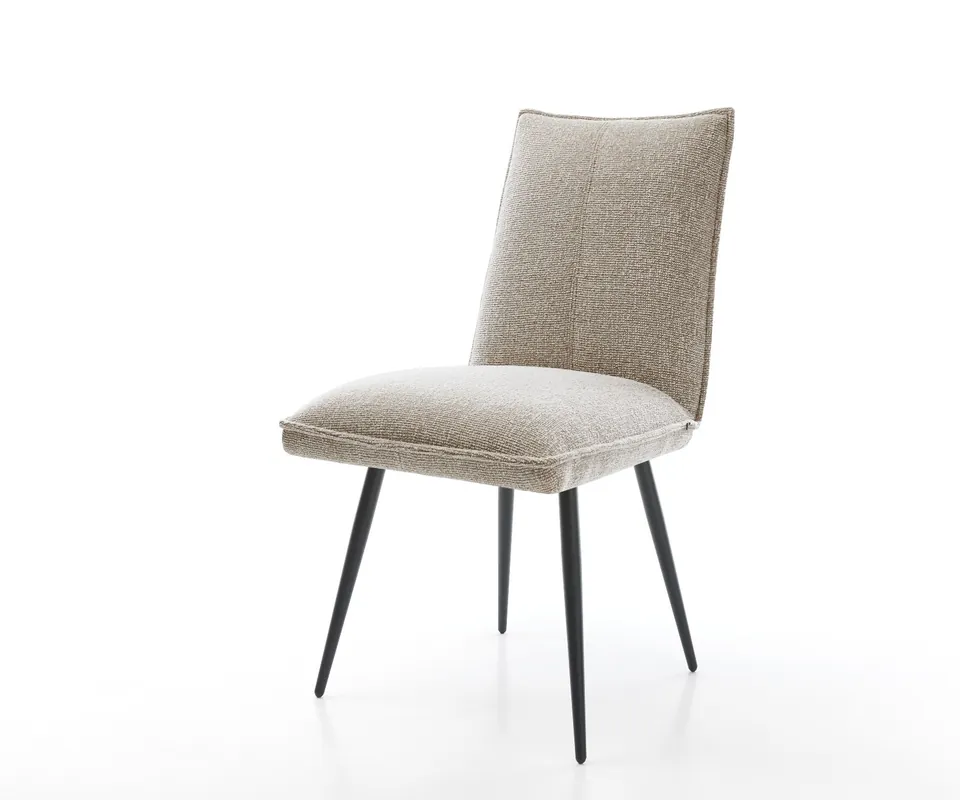 Esszimmerstuhl Lelio-Flex Webstoff Soft Beige 4-Fuß konisch Schwarz Taschenfederkern Abverkauf