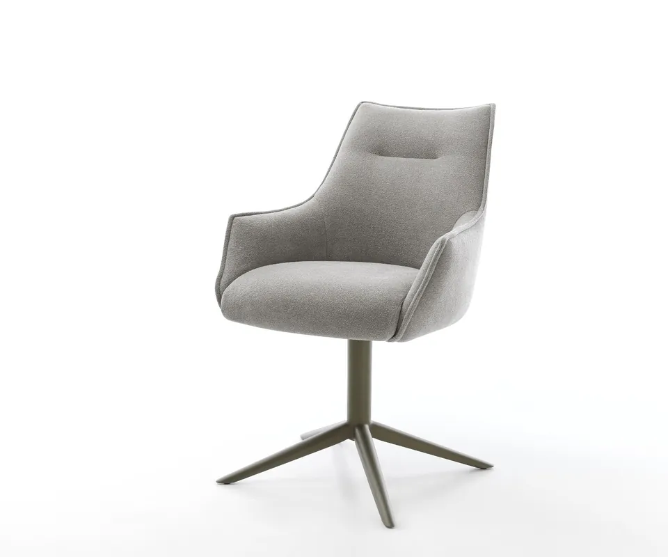 Drehstuhl Alja-Flex mit Armlehnen Strukturstoff Soft Grau Fußkreuz Effektfinish Titan 360° drehbar Wippfunktion Taschenfederkern Jetzt Bestellen
