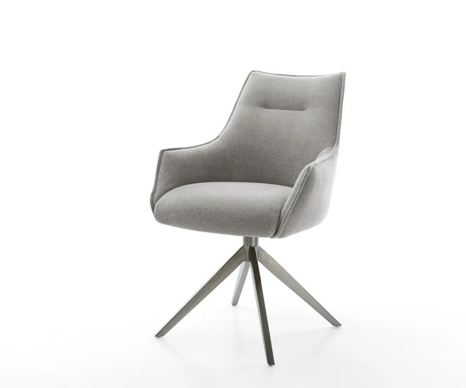 Drehstuhl Alja-Flex mit Armlehnen Strukturstoff Soft Grau Kreuzgestell breit Graphit 360° drehbar Wippfunktion Taschenfederkern Bestpreis