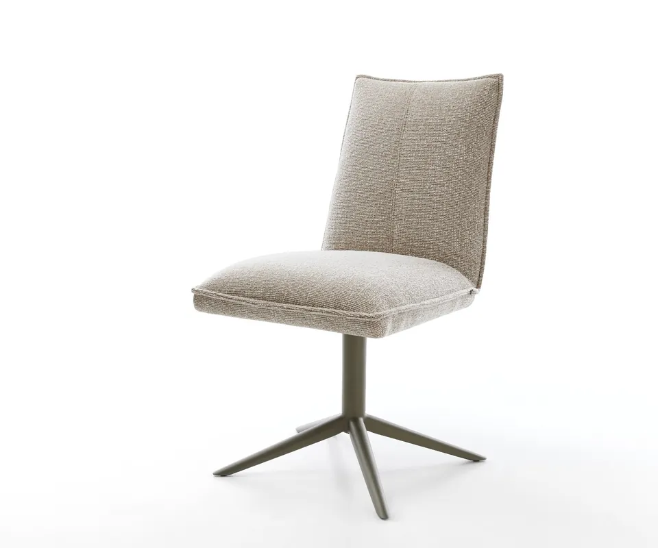 Drehstuhl Lelio-Flex Webstoff Soft Beige Fußkreuz Effektfinish Titan 360° drehbar Wippfunktion Taschenfederkern Neu