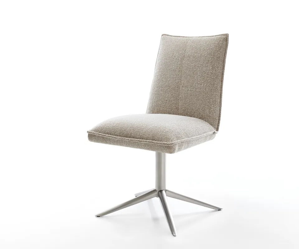 Billig Drehstuhl Lelio-Flex Webstoff Soft Beige Fußkreuz Edelstahl 360° drehbar Wippfunktion Taschenfederkern