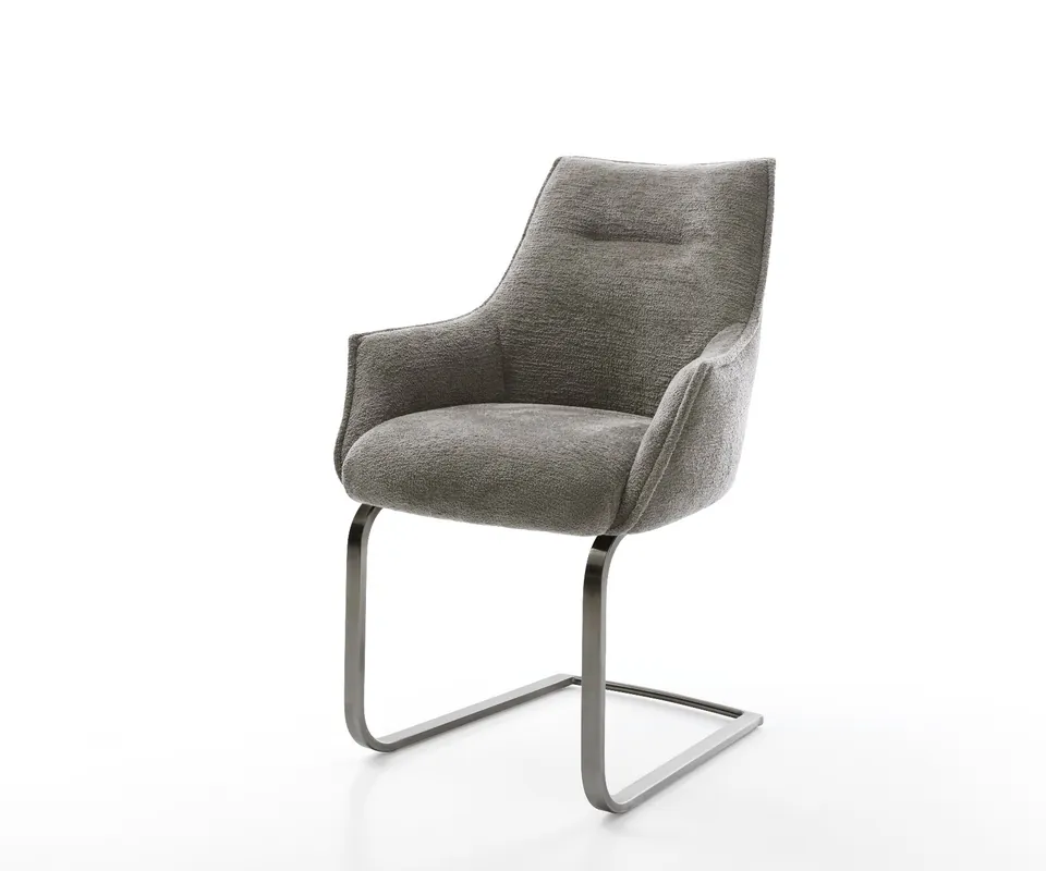 Freischwinger Alja-Flex mit Armlehnen Bouclé Soft Schlamm Freischwinger flach Graphit Taschenfederkern Geprüft
