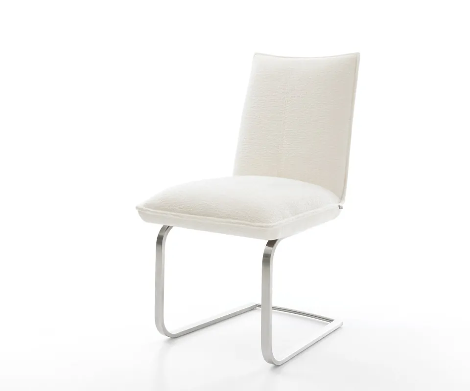 Must-Have Freischwinger Lelio-Flex Bouclé Soft Beige Freischwinger flach Edelstahl Taschenfederkern