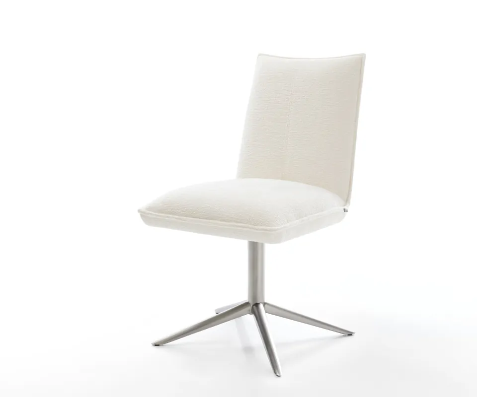 Drehstuhl Lelio-Flex Bouclé Soft Beige Fußkreuz Edelstahl 360° drehbar Wippfunktion Taschenfederkern Angebot