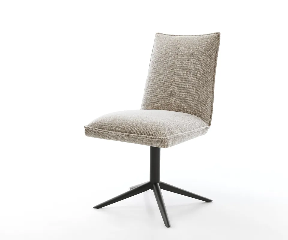 Letzte Chance Drehstuhl Lelio-Flex Webstoff Soft Beige Fußkreuz Schwarz 360° drehbar Wippfunktion Taschenfederkern