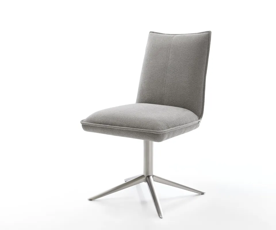 Drehstuhl Lelio-Flex Strukturstoff Soft Grau Fußkreuz Edelstahl 360° drehbar Wippfunktion Taschenfederkern Ausverkauf
