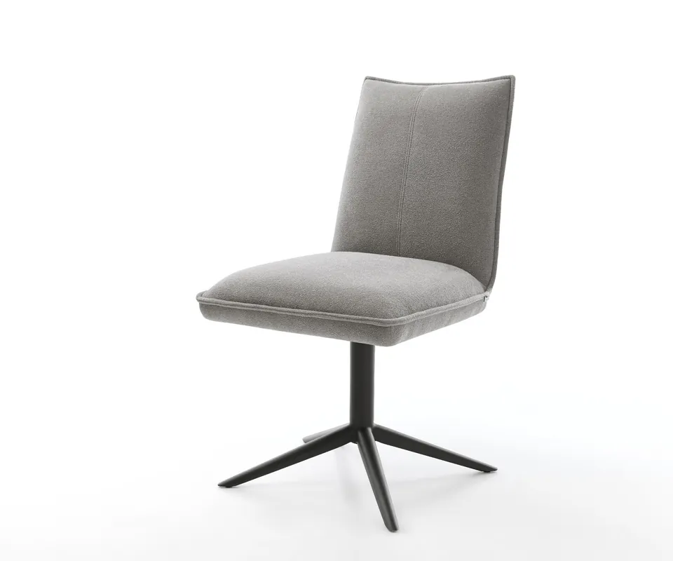 Drehstuhl Lelio-Flex Strukturstoff Soft Grau Fußkreuz Schwarz 360° drehbar Wippfunktion Taschenfederkern Sichere Zahlung