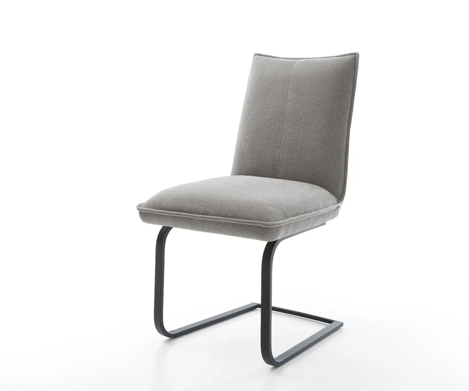 Geprüft Freischwinger Lelio-Flex Strukturstoff Soft Grau Freischwinger flach Schwarz Taschenfederkern