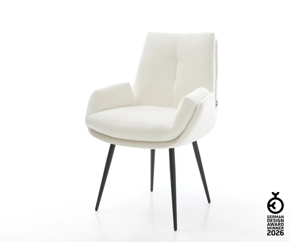 Mega-Angebot Esszimmerstuhl Clea-Flex Bouclé Soft Beige 4-Fuß konisch Schwarz