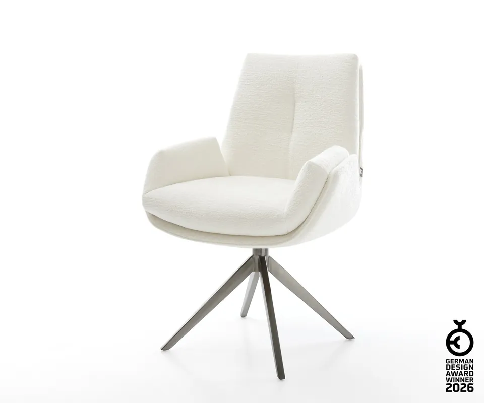 Drehstuhl Clea-Flex Bouclé Soft Beige Kreuzgestell breit Graphit 360° drehbar Wippfunktion Heißes Angebot