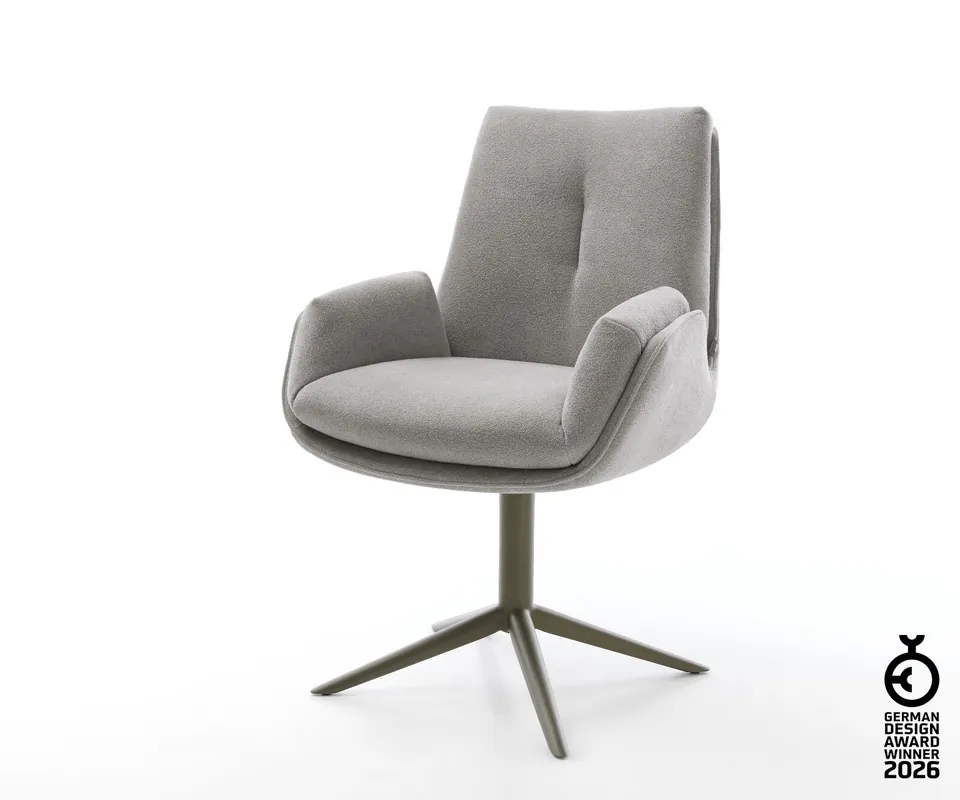 Drehstuhl Clea-Flex Strukturstoff Soft Grau Fußkreuz Effektfinish Titan 360° drehbar Wippfunktion Top-Seller