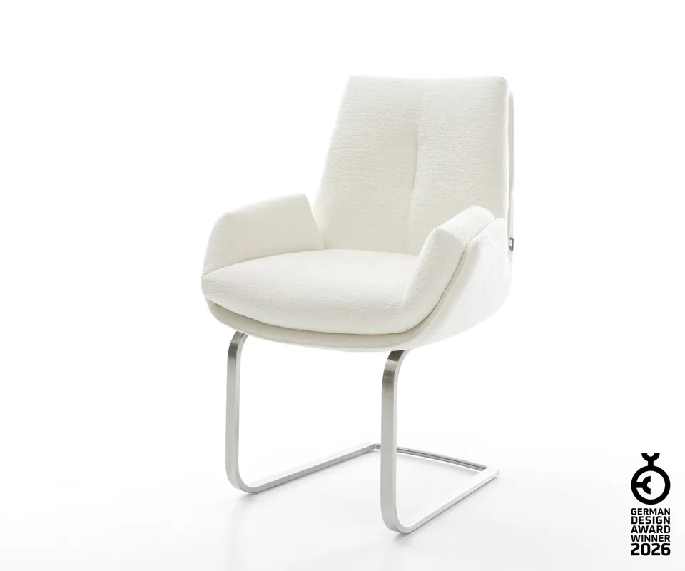 Super-Preis Freischwinger Clea-Flex Bouclé Soft Beige Freischwinger flach Edelstahl