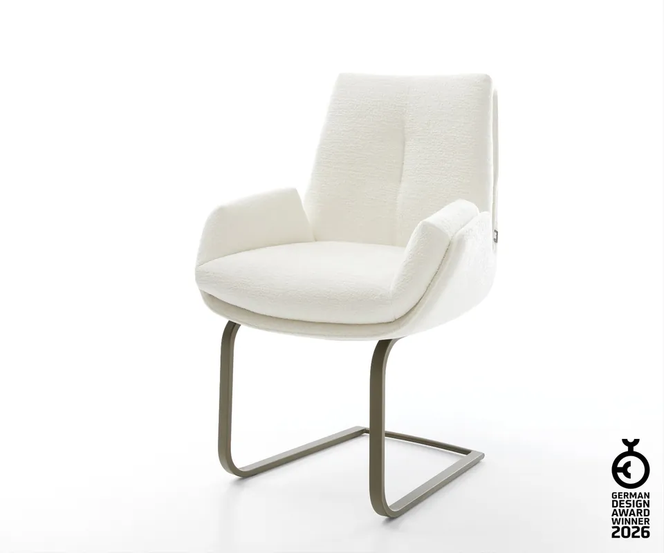 Schnäppchen Freischwinger Clea-Flex Bouclé Soft Beige Freischwinger flach Effektfinish Titan