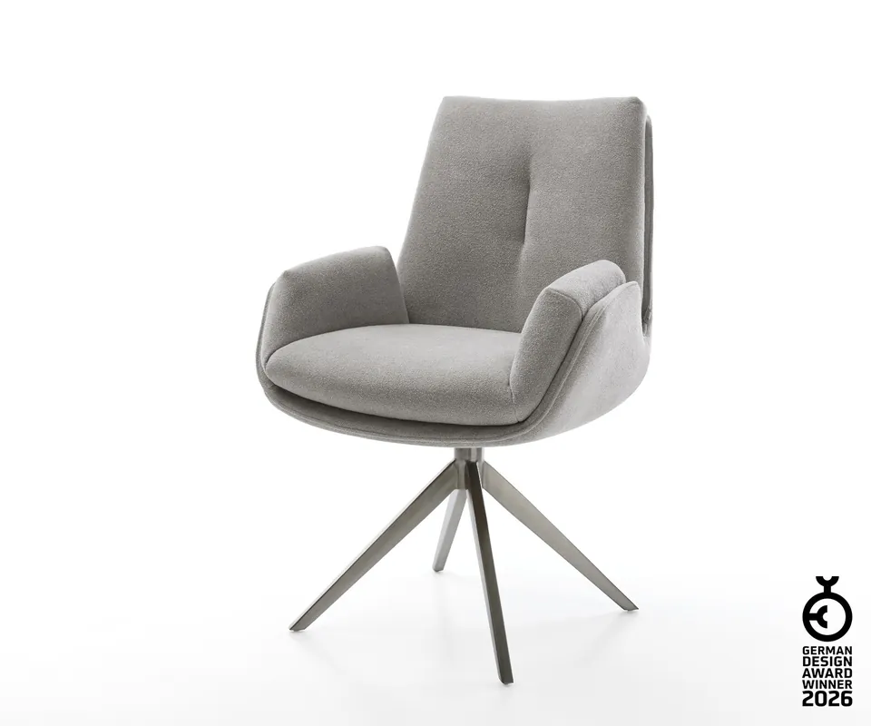 Online Kaufen Drehstuhl Clea-Flex Strukturstoff Soft Grau Kreuzgestell breit Graphit 360° drehbar Wippfunktion