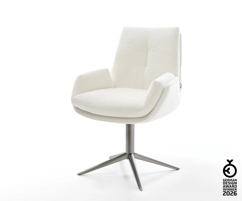 Drehstuhl Clea-Flex Bouclé Soft Beige Fußkreuz Graphit 360° drehbar Wippfunktion Garantierte Lieferung