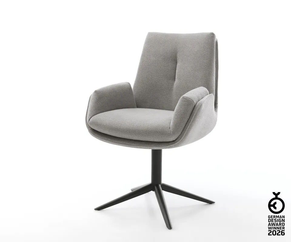 Drehstuhl Clea-Flex Strukturstoff Soft Grau Fußkreuz Schwarz 360° drehbar Wippfunktion Schneller Versand