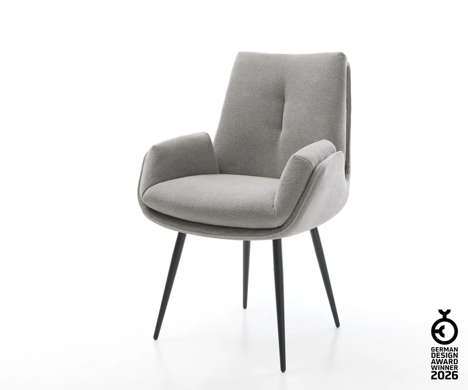 Esszimmerstuhl Clea-Flex Strukturstoff Soft Grau 4-Fuß konisch Schwarz Must-Have