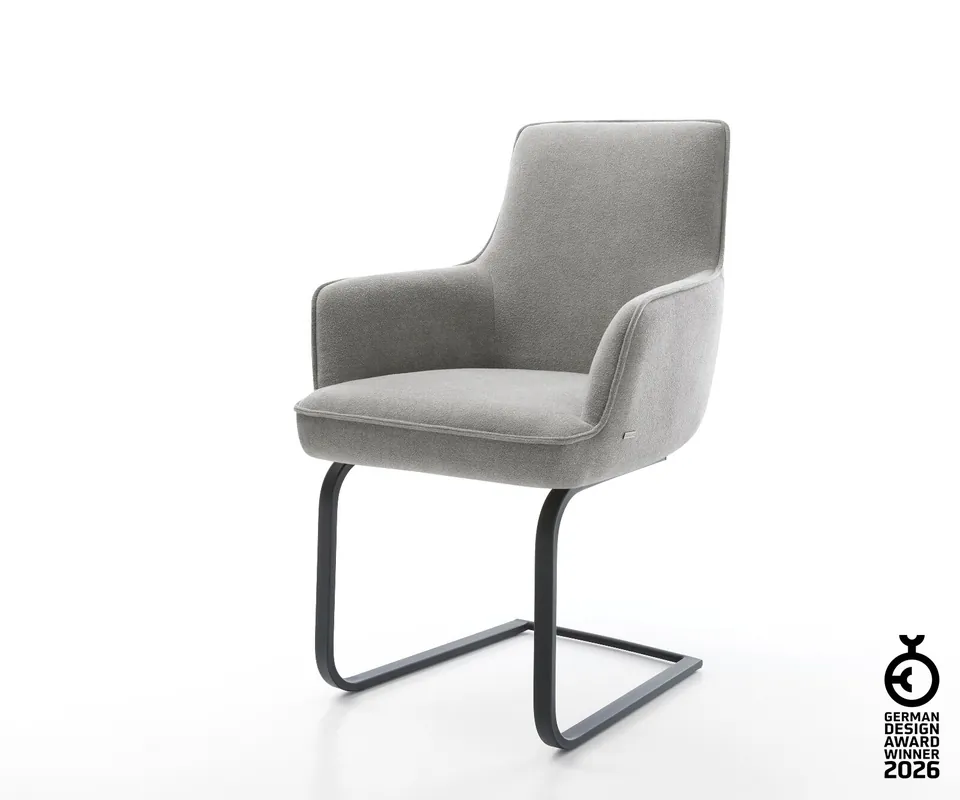 Freischwinger Heira-Flex mit Armlehnen Strukturstoff Soft Grau Freischwinger flach Schwarz Taschenfederkern Solange Der Vorrat Reicht