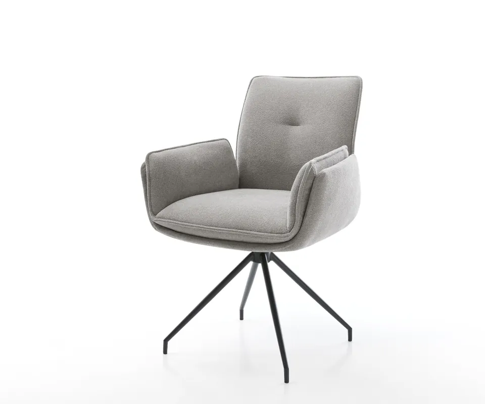 Esszimmerstuhl Nela-Flex Strukturstoff Soft Grau Kreuzgestell konisch Schwarz Angebot