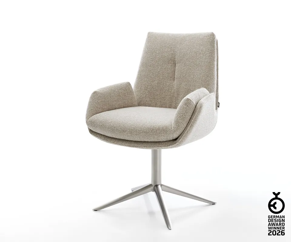 Abverkauf Drehstuhl Clea-Flex Webstoff Soft Beige Fußkreuz Edelstahl 360° drehbar Wippfunktion