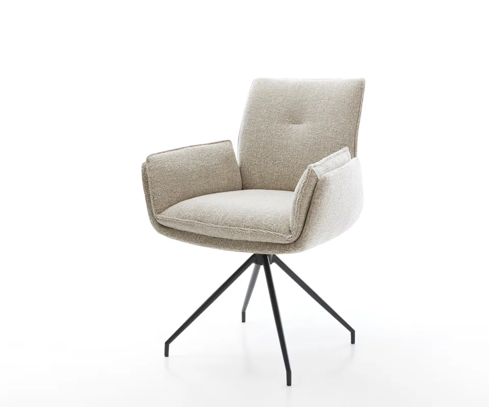 Esszimmerstuhl Nela-Flex Webstoff Soft Beige Kreuzgestell konisch Schwarz Online Kaufen
