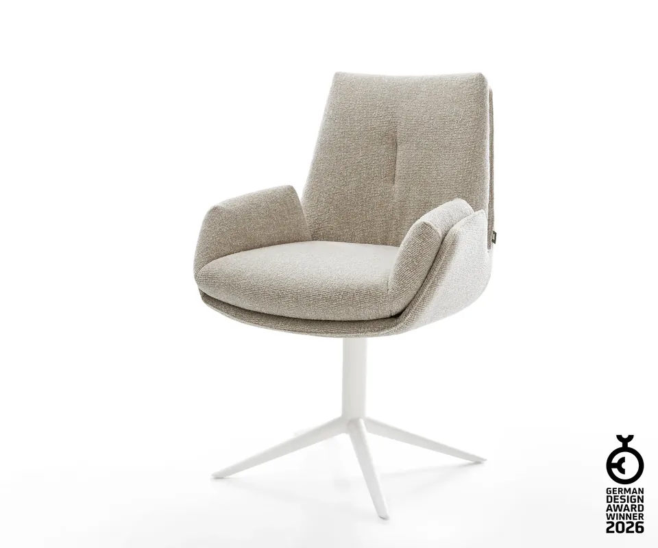 Aktuell Drehstuhl Clea-Flex Webstoff Soft Beige Fußkreuz Weiß 360° drehbar Wippfunktion