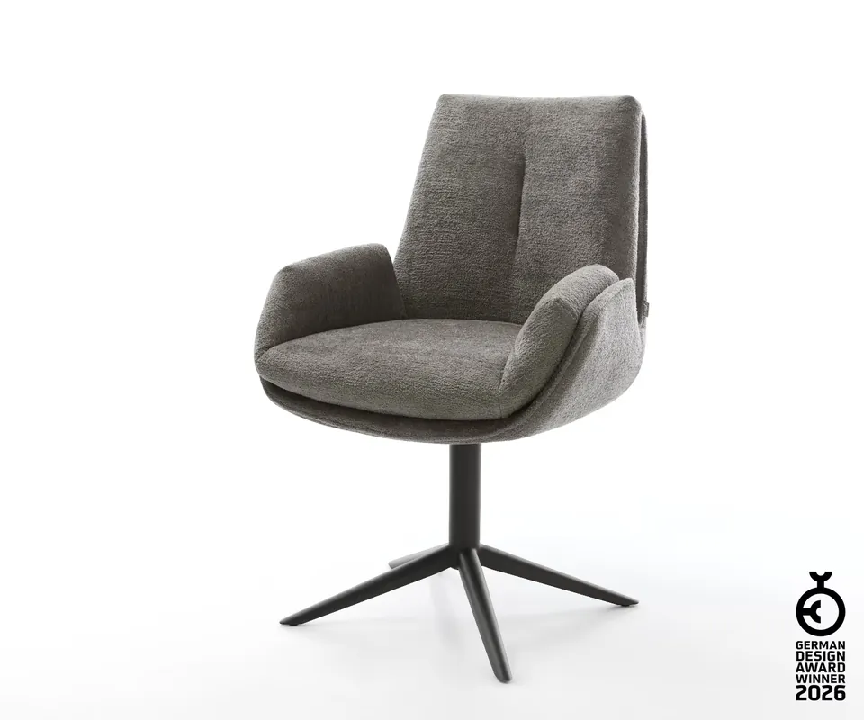 Knallerangebot Drehstuhl Clea-Flex Bouclé Soft Schlamm Fußkreuz Schwarz 360° drehbar Wippfunktion
