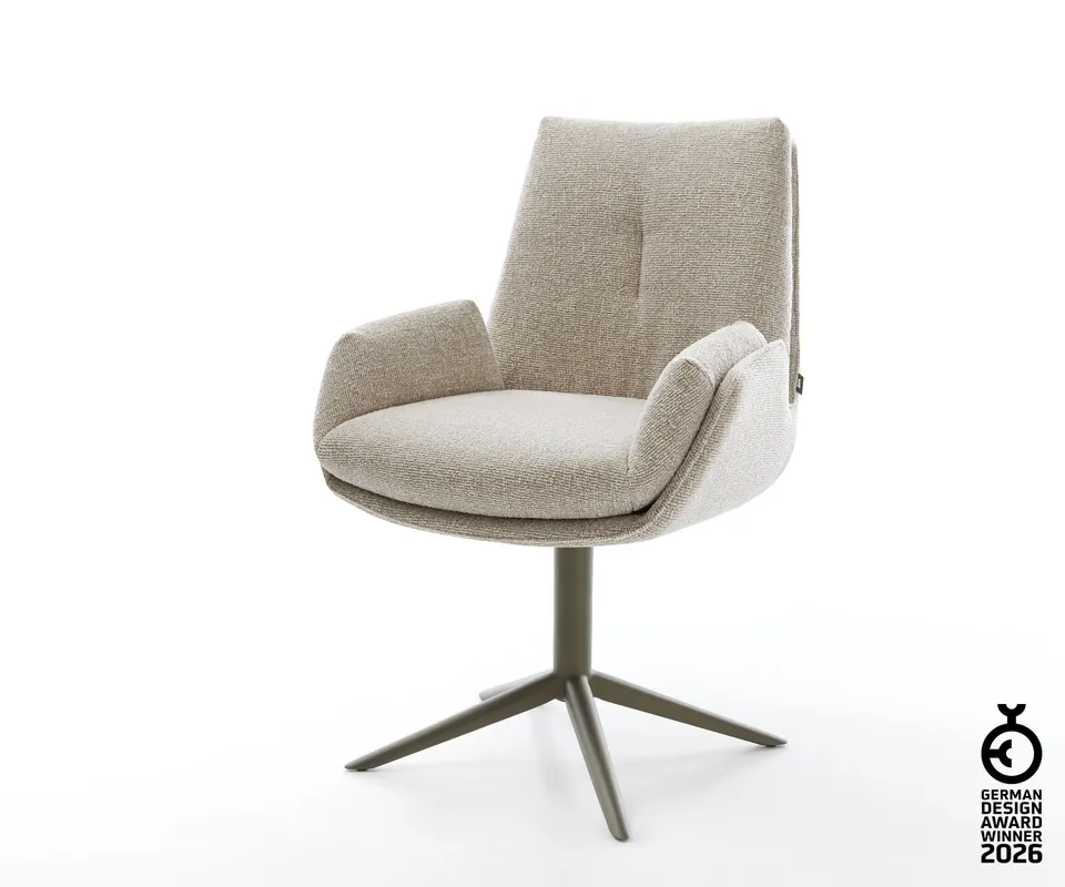 Drehstuhl Clea-Flex Webstoff Soft Beige Fußkreuz Effektfinish Titan 360° drehbar Wippfunktion Nur Für Kurze Zeit
