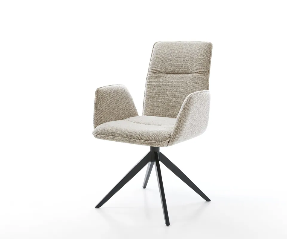 Nur Für Kurze Zeit Drehstuhl Vinja-Flex Webstoff Soft Beige Kreuzgestell breit Schwarz 360° drehbar Wippfunktion