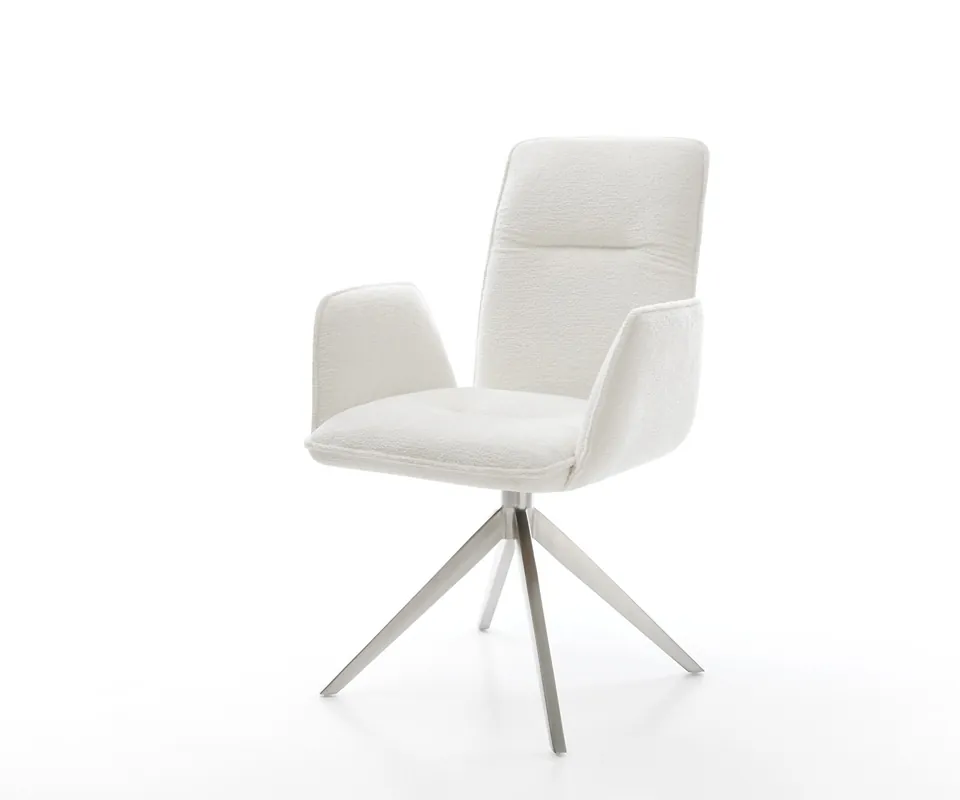 Drehstuhl Vinja-Flex Bouclé Soft Beige Kreuzgestell breit Edelstahl 360° drehbar Wippfunktion Angebot