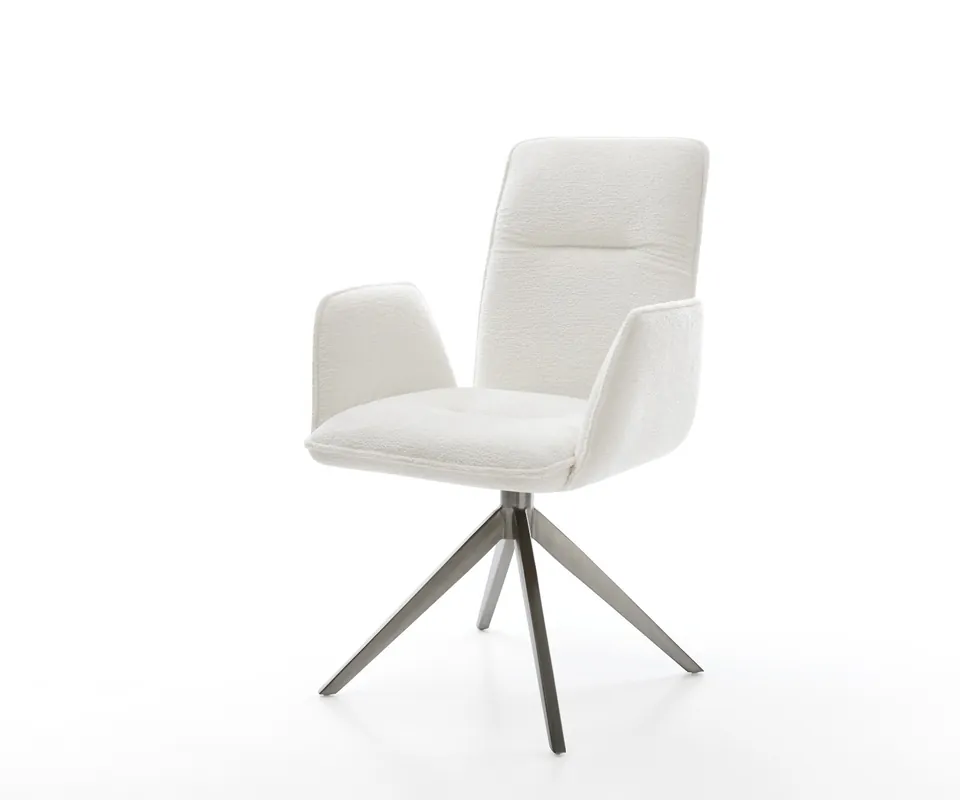 Preisknaller Drehstuhl Vinja-Flex Bouclé Soft Beige Kreuzgestell breit Graphit 360° drehbar Wippfunktion