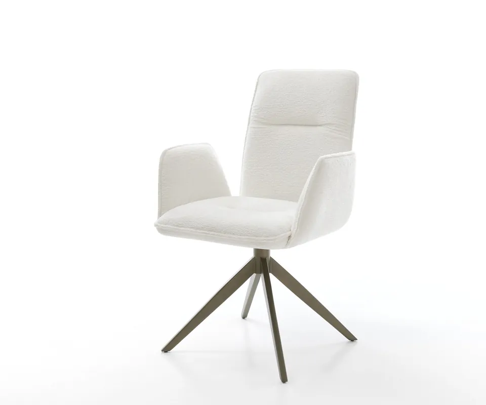 Drehstuhl Vinja-Flex Bouclé Soft Beige Kreuzgestell breit Effektfinish Titan 360° drehbar Wippfunktion Neu Im Sortiment