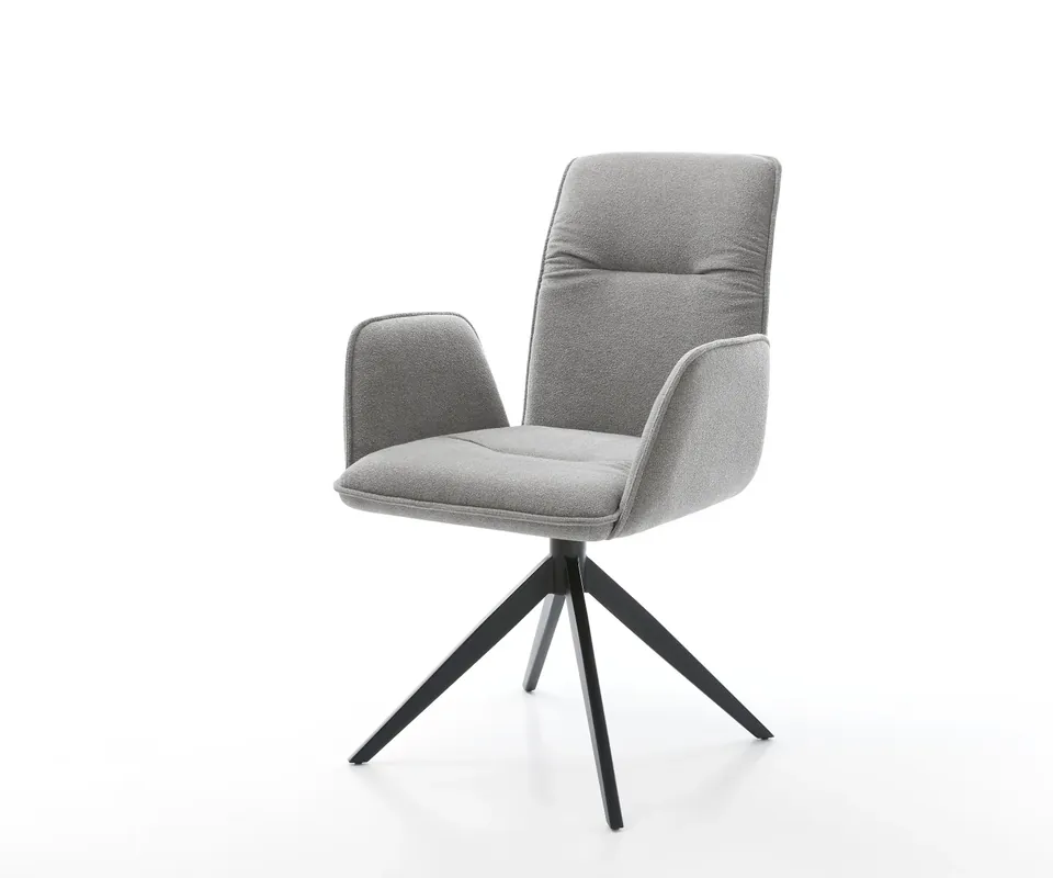 Drehstuhl Vinja-Flex Strukturstoff Soft Grau Kreuzgestell breit Schwarz 360° drehbar Wippfunktion Super-Preis