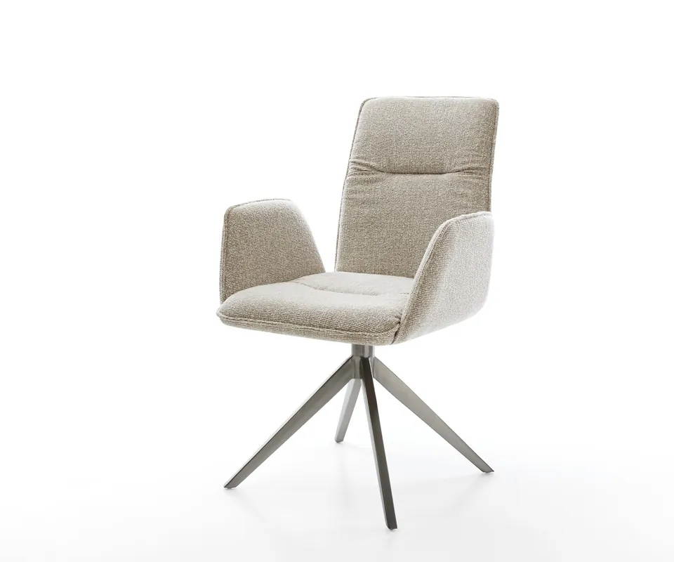 Drehstuhl Vinja-Flex Webstoff Soft Beige Kreuzgestell breit Graphit 360° drehbar Wippfunktion Wochenendangebot