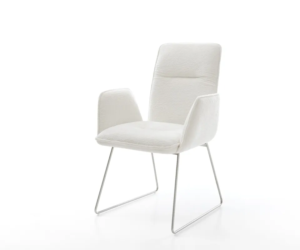 Top-Preis Esszimmerstuhl Vinja-Flex Bouclé Soft Beige Kufengestell Edelstahl