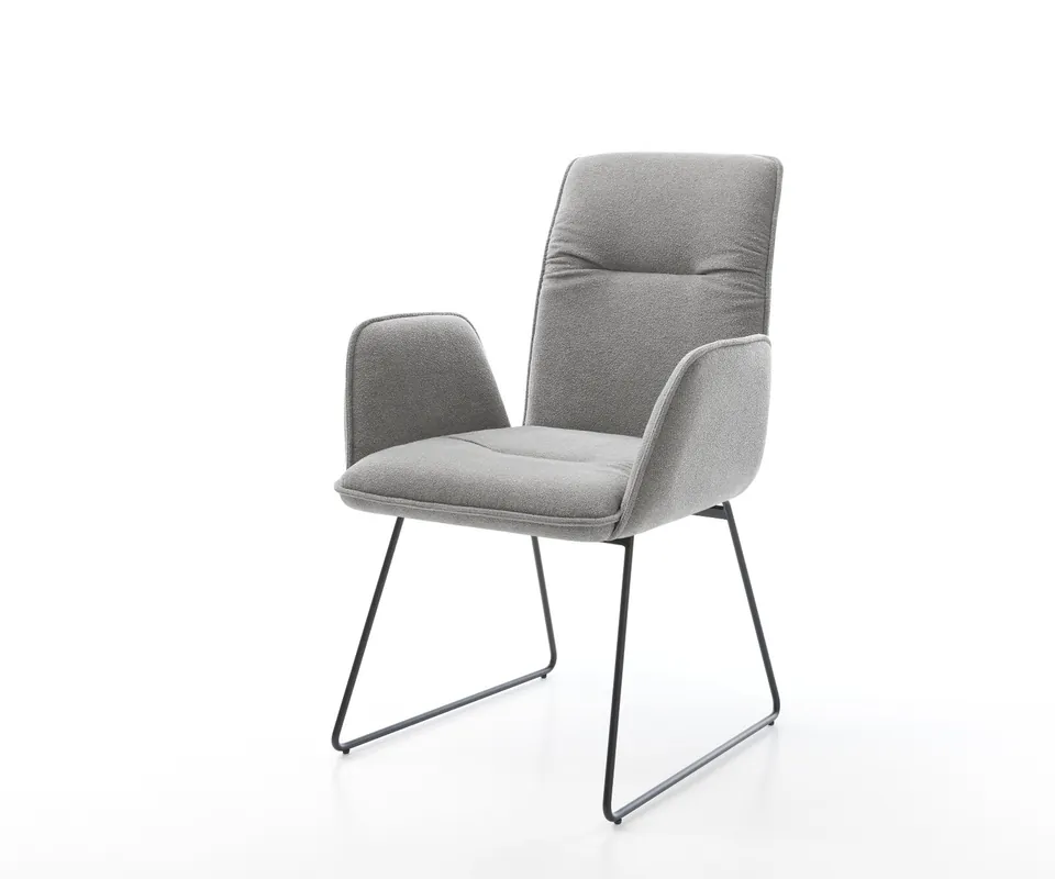 Esszimmerstuhl Vinja-Flex Strukturstoff Soft Grau Kufengestell Schwarz Bestpreis