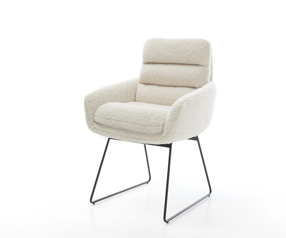 Beliebt Esszimmerstuhl Abelia-Flex mit Armlehnen Teddystoff Beige Kufengestell Schwarz
