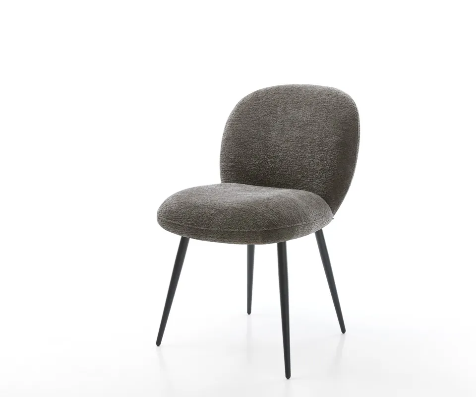 Geprüft Esszimmerstuhl Nube-Flex Bouclé Soft Schlamm 4-Fuß konisch Schwarz Taschenfederkern