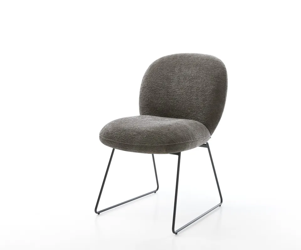 Top-Preis Esszimmerstuhl Nube-Flex Bouclé Soft Schlamm Kufengestell Schwarz Taschenfederkern