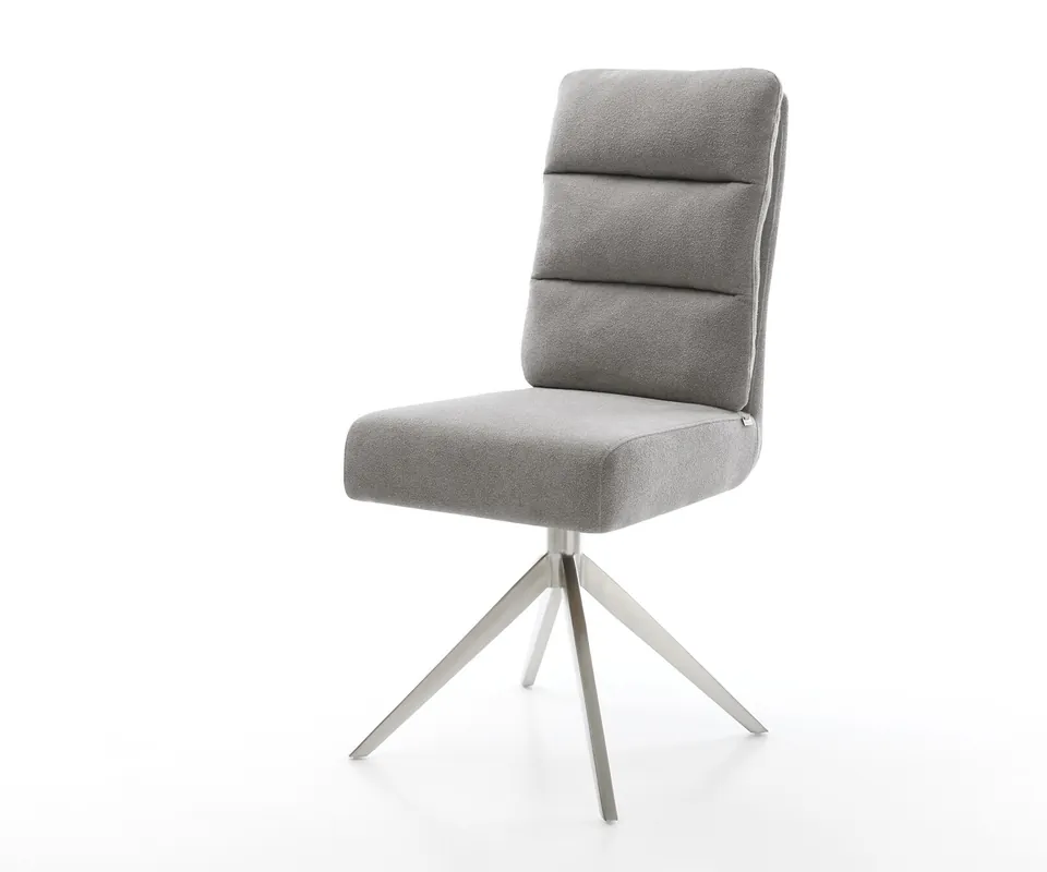 Drehstuhl Pela-Flex Strukturstoff Soft Grau Kreuzgestell breit Edelstahl 360° drehbar Wippfunktion Taschenfederkern Abverkauf