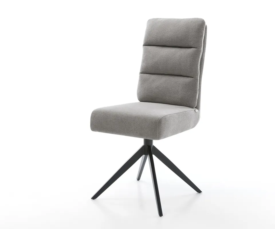 Drehstuhl Pela-Flex Strukturstoff Soft Grau Kreuzgestell breit Schwarz 360° drehbar Wippfunktion Taschenfederkern Echt