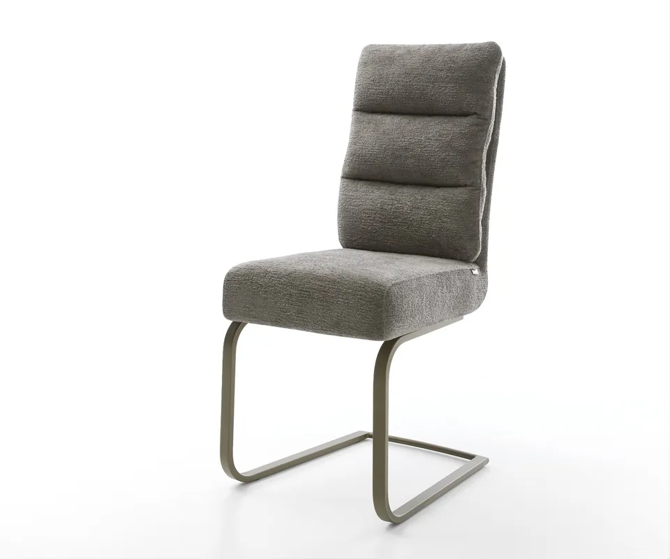 Bestseller Freischwinger Pela-Flex Bouclé Soft Schlamm Freischwinger flach Effektfinish Titan Taschenfederkern