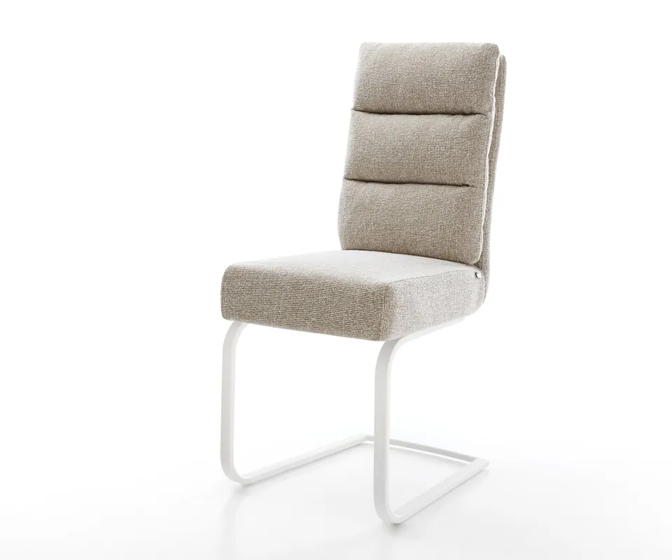 Neu Im Sortiment Freischwinger Pela-Flex Webstoff Soft Beige Freischwinger flach Weiß Taschenfederkern