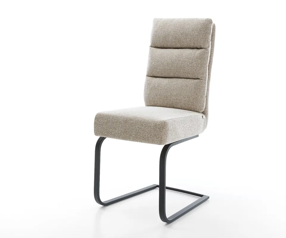 Garantierte Lieferung Freischwinger Pela-Flex Webstoff Soft Beige Freischwinger flach Schwarz Taschenfederkern