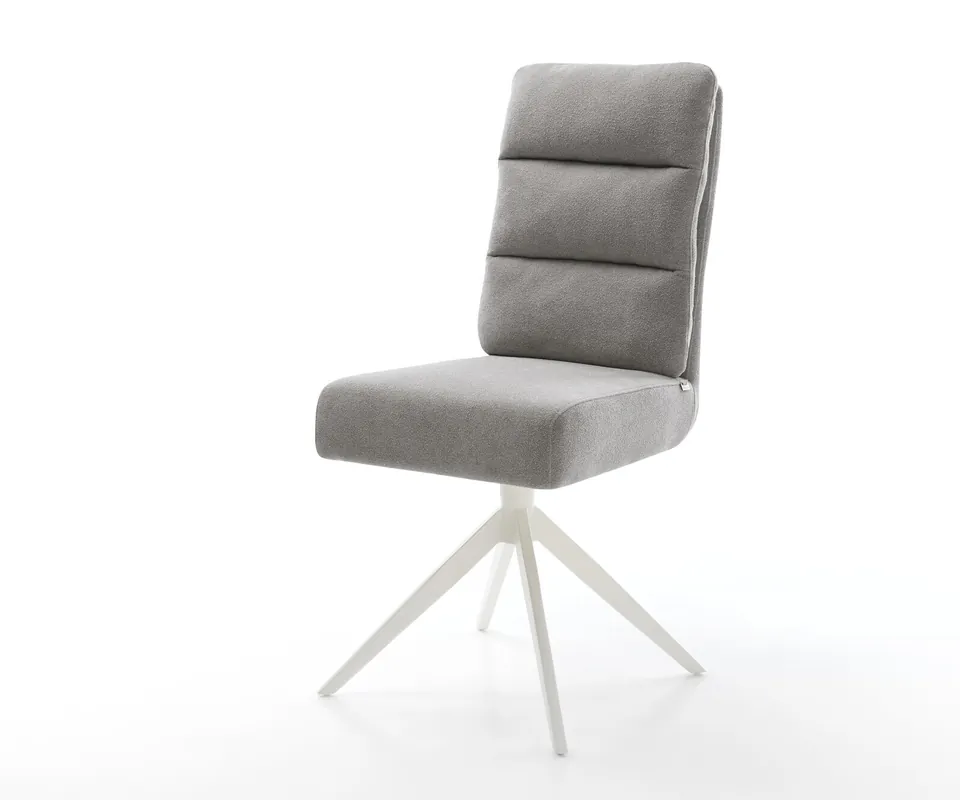 Drehstuhl Pela-Flex Strukturstoff Soft Grau Kreuzgestell breit Weiß 360° drehbar Wippfunktion Taschenfederkern Wochenendangebot