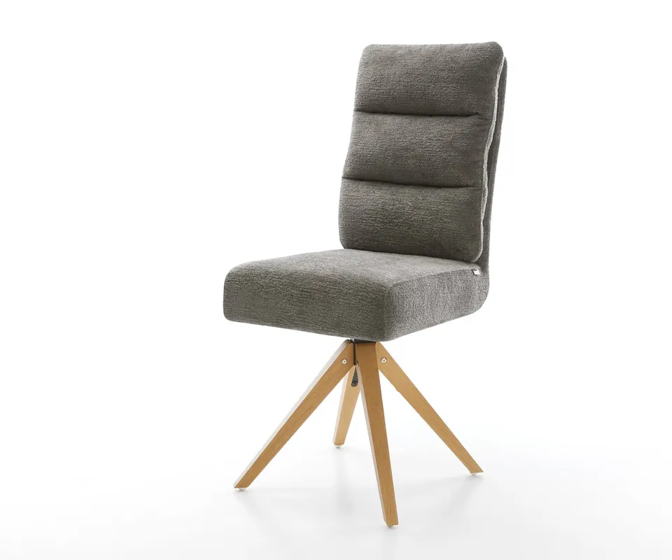 Drehstuhl Pela-Flex Bouclé Soft Schlamm Holzgestell kantig Natur 180° drehbar Taschenfederkern Wochenendangebot