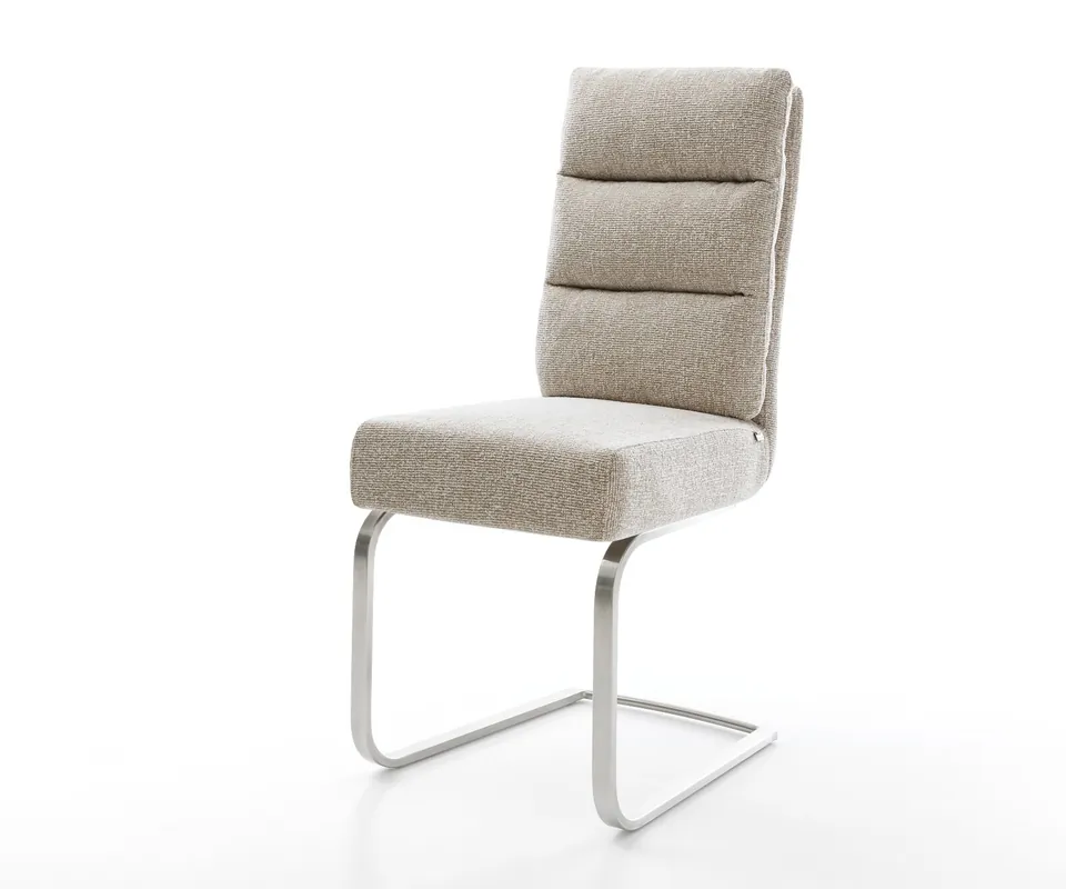 Sonderangebot Freischwinger Pela-Flex Webstoff Soft Beige Freischwinger flach Edelstahl Taschenfederkern