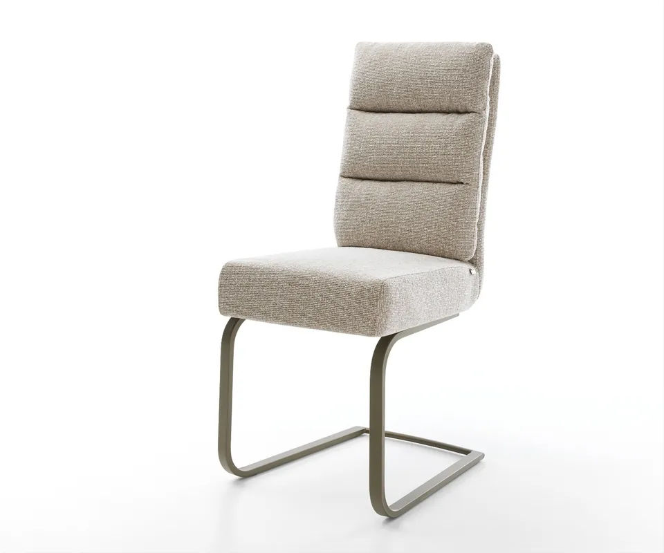 Nur Für Kurze Zeit Freischwinger Pela-Flex Webstoff Soft Beige Freischwinger flach Effektfinish Titan Taschenfederkern