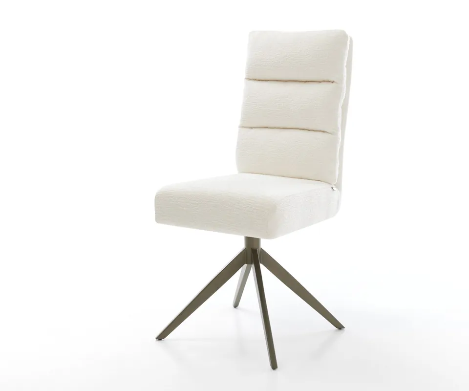 Drehstuhl Pela-Flex Bouclé Soft Beige Kreuzgestell breit Effektfinish Titan 360° drehbar Wippfunktion Taschenfederkern Rabatt